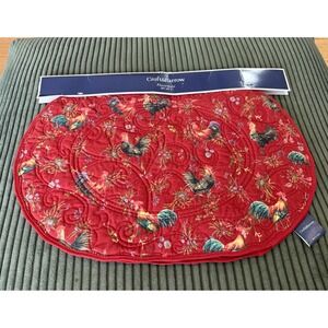 Croft & Barrow Placemats Red Rooster Floral Quilted‎ Set of 2